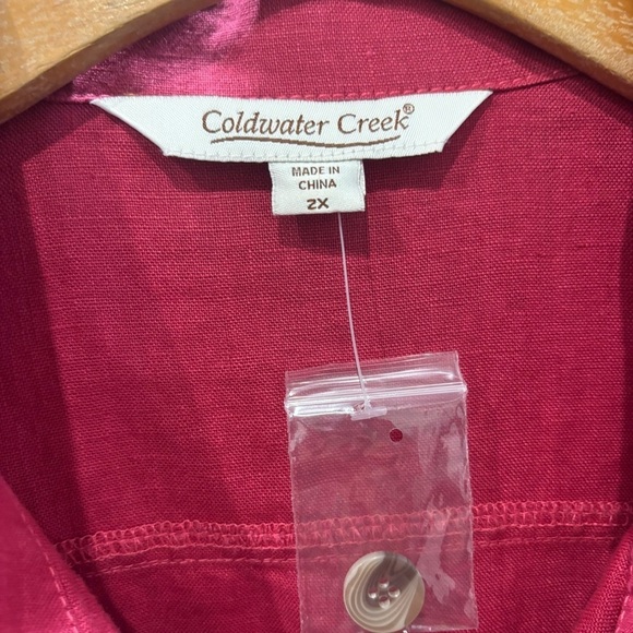 NWOT Coldwater Creek 2X Linen Jacket Denim Style Pink Button Front - Picture 4 of 12